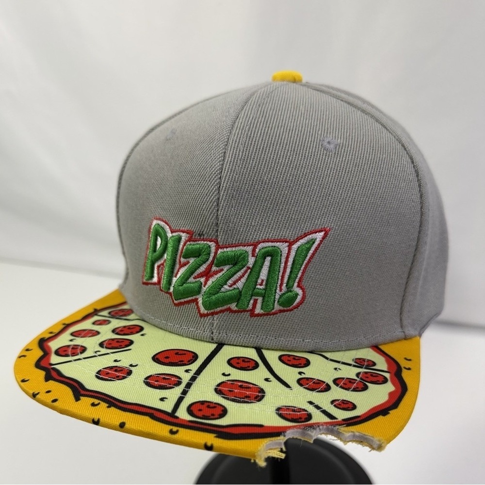 Bioworld Pizza Teenage Mutant Ninja Turtles Flat Brim Snapback Hat Cap Grey